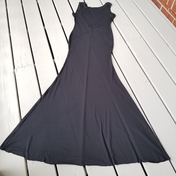 Long Black med dress with a deep V back - Picture 3 of 6